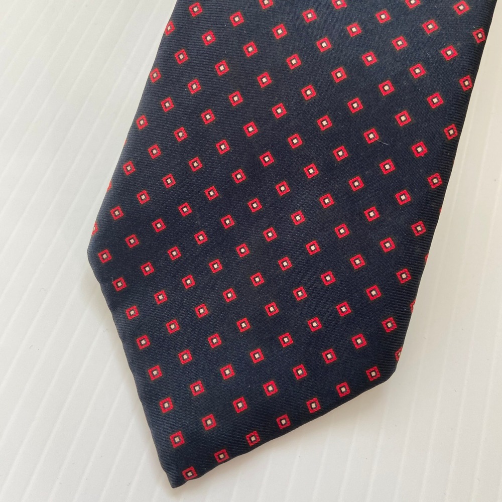Brownstone Navy Blue Red White Diamond Pattern Silk Mens Tie‎